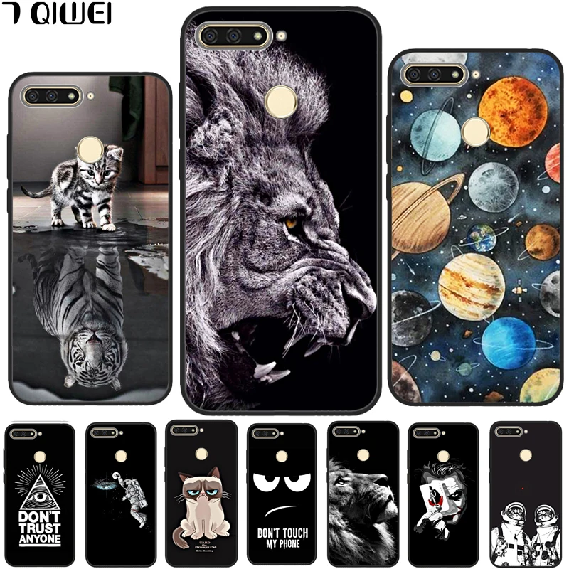 

Russian Case For Huawei Honor 7C Case 5.7'' Black Silicone Back Cover For Huawei Honor 7C Case AUM-L41 Cool Animal Honor 7 C