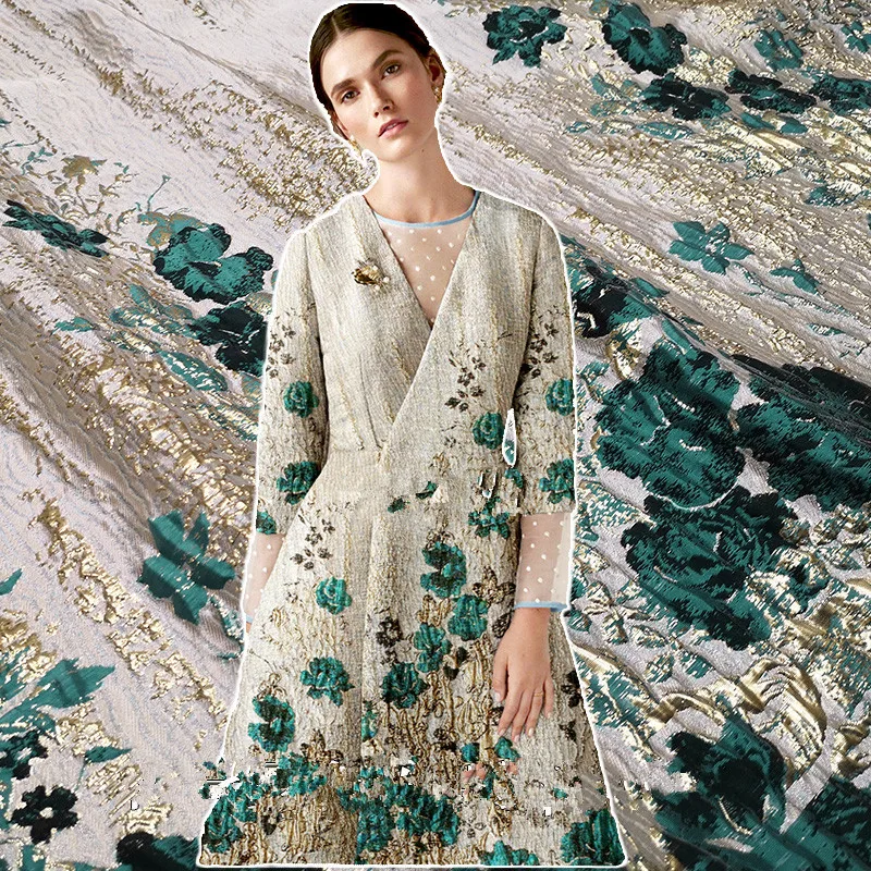 SASKIA 120 см/лот позиция парча жаккардовая ткань пряжа краситель металлик цветок ткань для платья одежда шитье зеленый пэчворк сделай сам