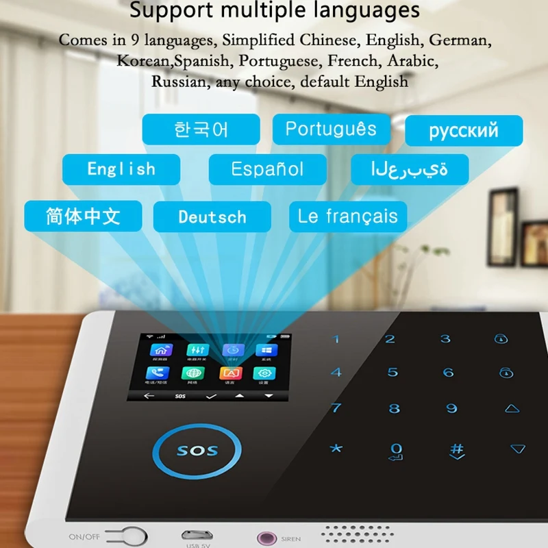 Wi-Fi Gsm беспроводная домашняя бизнес охранная сигнализация Система управления приложением сирена Pir окно датчик дыма дверной звонок связь