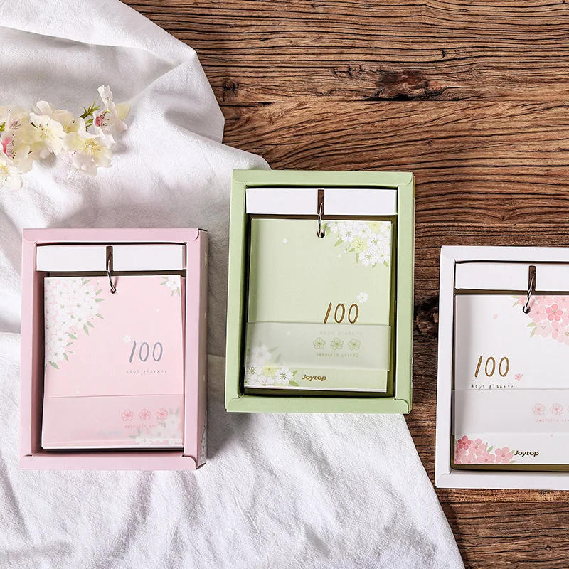 

100 Days Recording Coil Book 13.2*11cm 74 Sheets Floral Notes Free Shipping