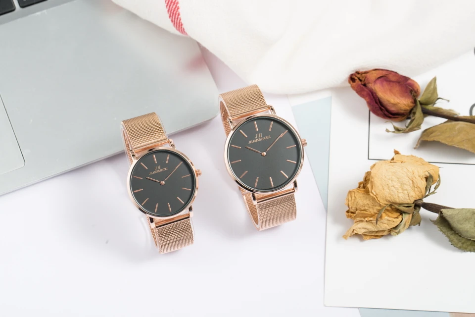 rose gold couple watch