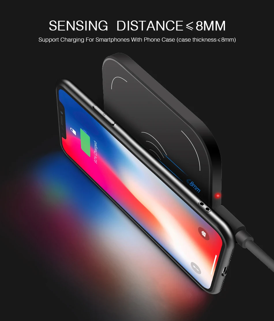 CinkeyPro Wireless Charger Charging Pad for iPhone 8 10 X Samsung S7 S8 5V:1A Adapter Charge Mobile Phone QI Device Universal 3