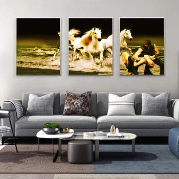 

White Horse Animal Poster Dancer Picture Canvas Painting Wall Art Poster Print Wall Picture Living Room Art Decoration