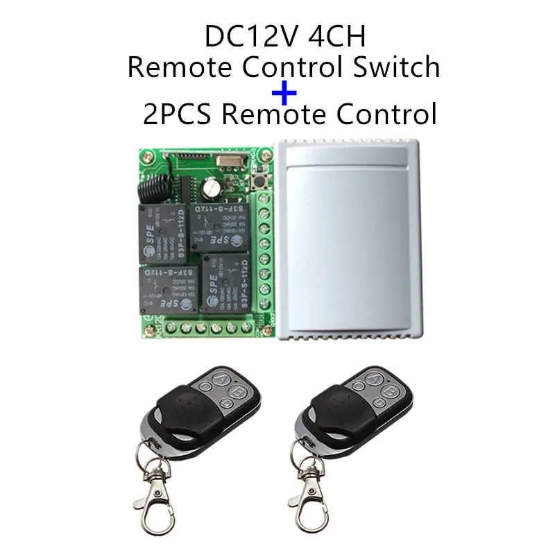 2 Relay Wireless Remote Control Switch+2pcs Two Keys Remote Controls ETY