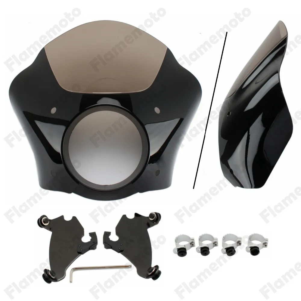 

Motorcycle Headlight Fairing Cover Trigger Lock Mount Plate Kit Custom Mask For Harley Sportster XL 1200 883 Dyna 1986-2014