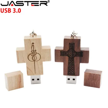 

JASTER USB 3.0 custom LOGO wooden pendrive wood Cross USB memory stick 4GB 8GB 16GB 32GB 64GBCrosses Flash drive keychain gift