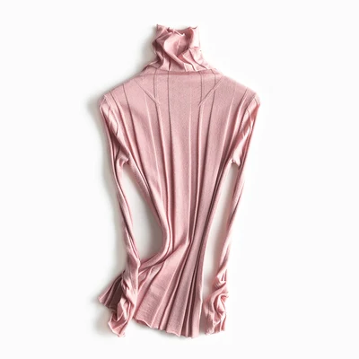 Женские шерстяные пуловеры, шерсть, ребристый вязаный свитер для женщин, мягкий шерстяной джемпер,, осенне-зимняя приталенная вязаная одежда - Цвет: Розовый