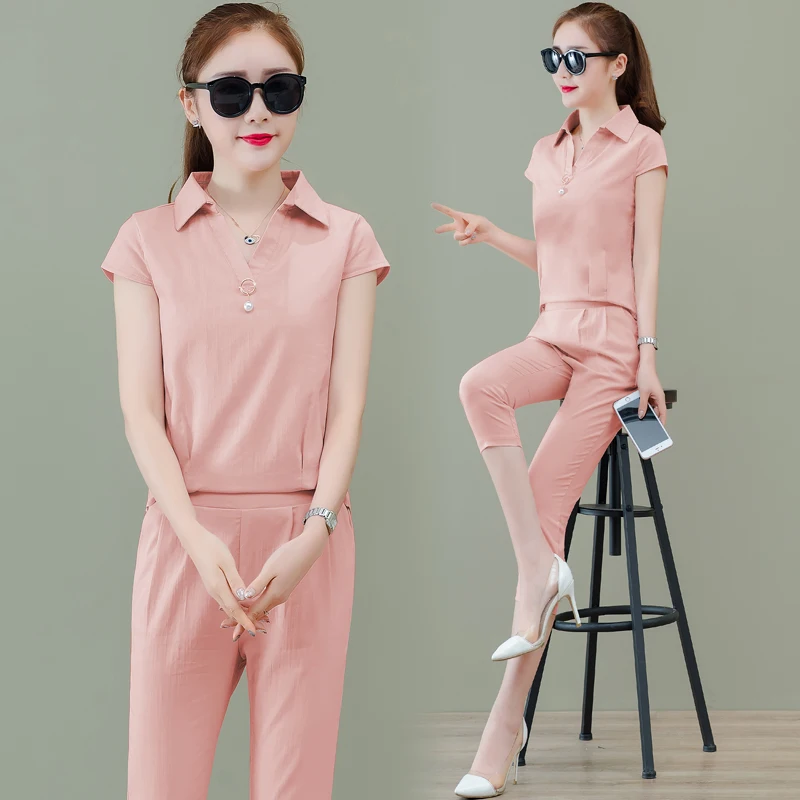 

Pants Suits and Top 2019 Summer Two Piece Outfits Co-ord Set Tracksuits for Women Plus Size Big 2 Pieces Office Work Clothing