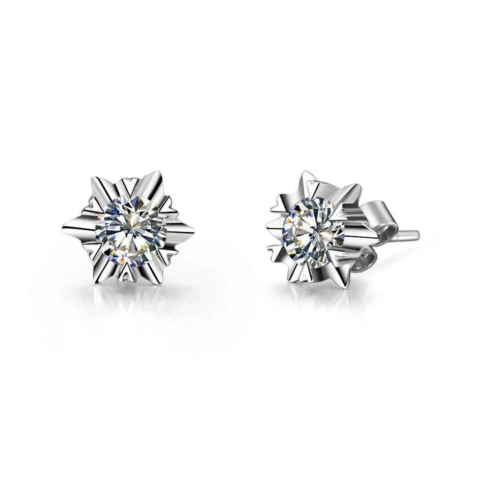 0 6ct Piece Snowflake Earrings Test Positive Genuine Moissanite 0 6ct Piece Snowflake Earrings Test Positive Genuine Moissanite Diamond Stud Women White Gold Au750 Female Wedding 18k In From Jewelry