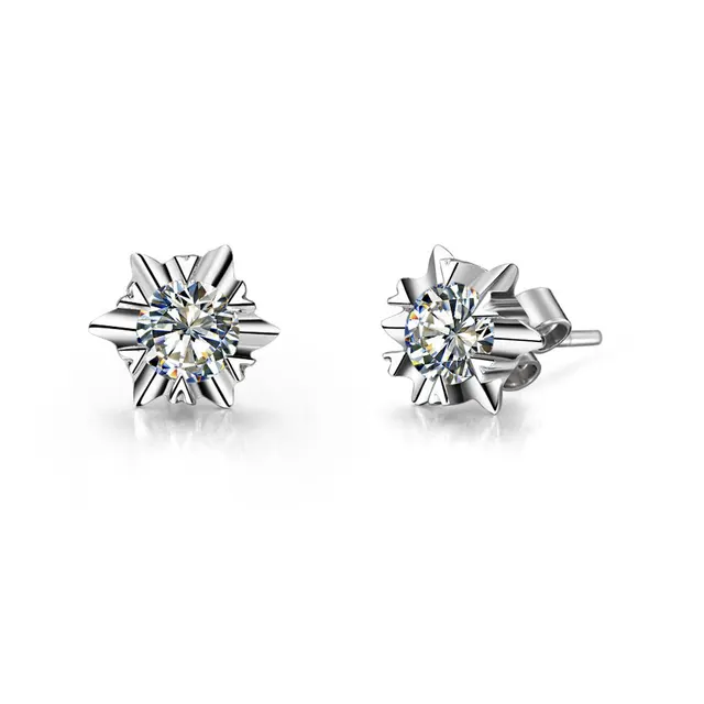 0 6ct Piece Snowflake Earrings Test Positive Genuine Moissanite 0 6ct Piece Snowflake Earrings Test Positive Genuine Moissanite Diamond Stud Women White Gold