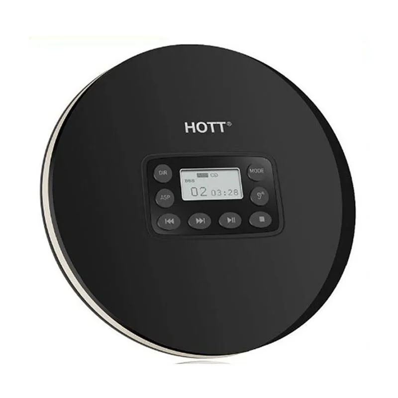 HOTT 711T Bluetooth портативный CD-плеер с перезаряжаемой батареей светодиодный дисплей, персональный CD walkman, чтобы наслаждаться музыкой и аудиокнигой - Цвет: Черный