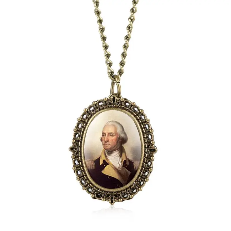 Collana In Bronzo Retrò George Washington "First Lady" Marta Washington Ciondolo Orologio Da Tasca Al Quarzo Regalo Souvenir Come Oggetti Da Collezion