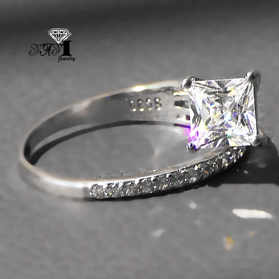 YaYI Jewelry Fashion Princess Cut 3.2CT White Zircon Silver Color Engagement Rings wedding Party | Украшения и аксессуары