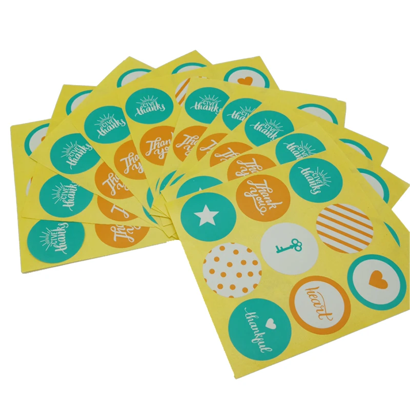 

90PCS/Lot New HANDMADE green white orange three-color round self-adhesive sealing stickers Gift Stationery Sticker
