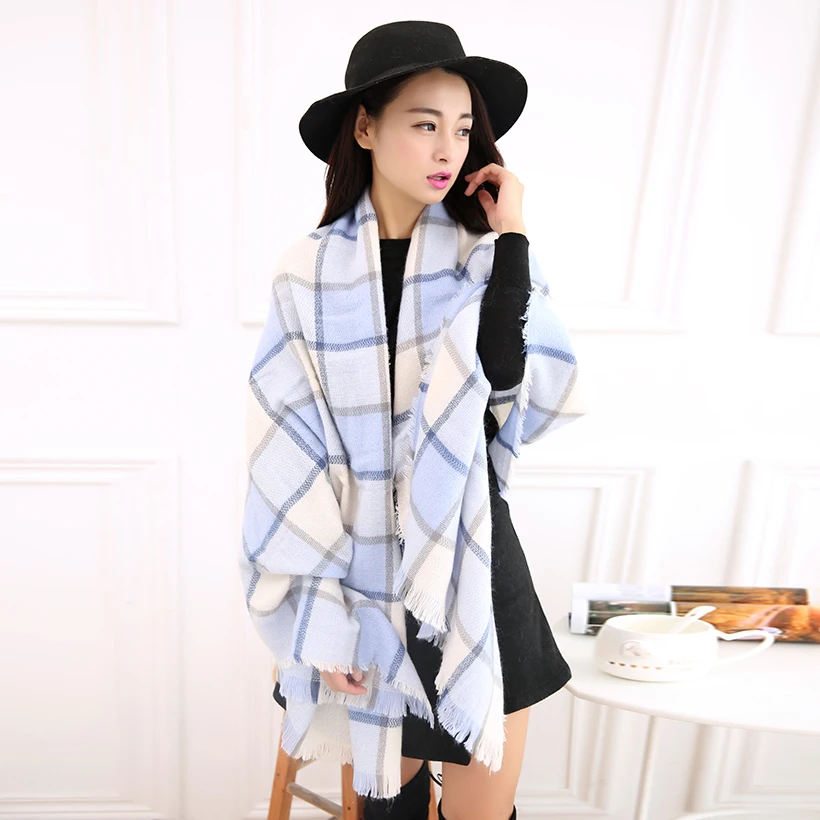 Scarf Women Long font b Tartan b font Plaid Female Knitted Winter Scarf New Autumn and