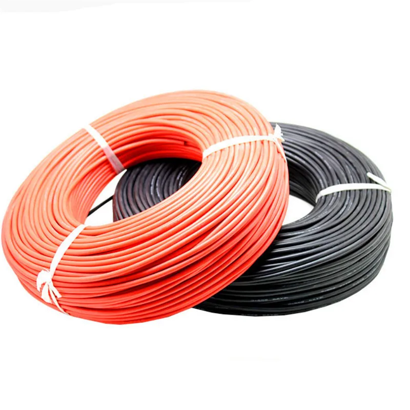 1 метр красный+ 1 метр Черный силиконовый провод 12AWG 14AWG 16AWG 22AWG 24AWG теплостойкий мягкий силиконовый силикагель провод кабель