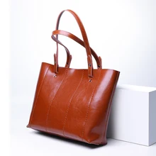 Новинка, женская сумка из натуральной кожи, модная однотонная, Большая вместительная сумка-мессенджер, большая женская сумка, сумки