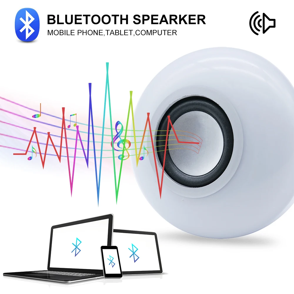 Смарт E27 Bluetooth динамик светодиодный лампочка RGBW 12 Вт с 24 клавишами дистанционного управления воспроизведение музыки беспроводной RGB светодиодный светильник AC100-240V