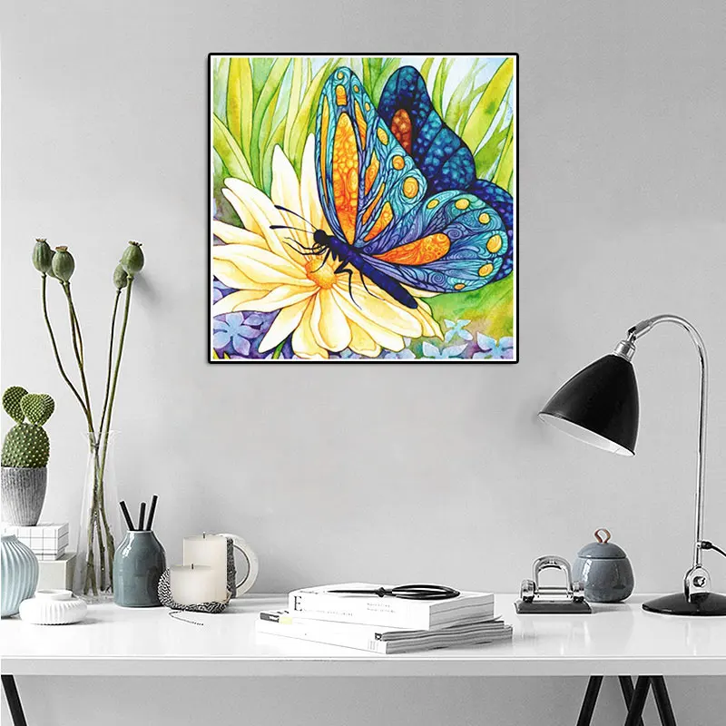 YIKELA Diamond Embroidery Flower Full Square Drill Painting Butterfly Home Decor DIY Kit Rhinestones Animal Cross Stitch | Дом и сад