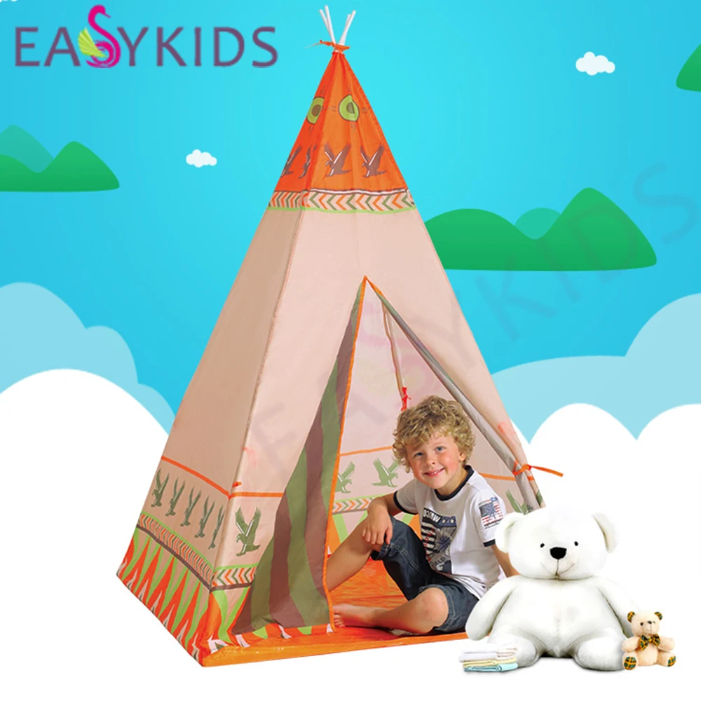 2 Style Hot Natural Indian Pattern Children Toy Tent Teepees Safety tipi Portable Playhouse for Kids Indoor Game Outdoor Tente Enfant (4)