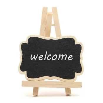 

BLEL Hot 10Pcs Mini Wooden Blackboard Message Chalkboard Table Number Wedding Party Decor 7*9*1.2cm