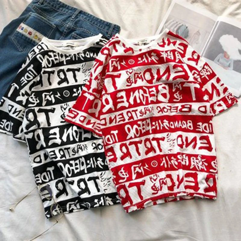 Oversized Mens Graffiti t Shirt Hip Hop Print Hipster Tshirt Men Fashions Street Style  (12)
