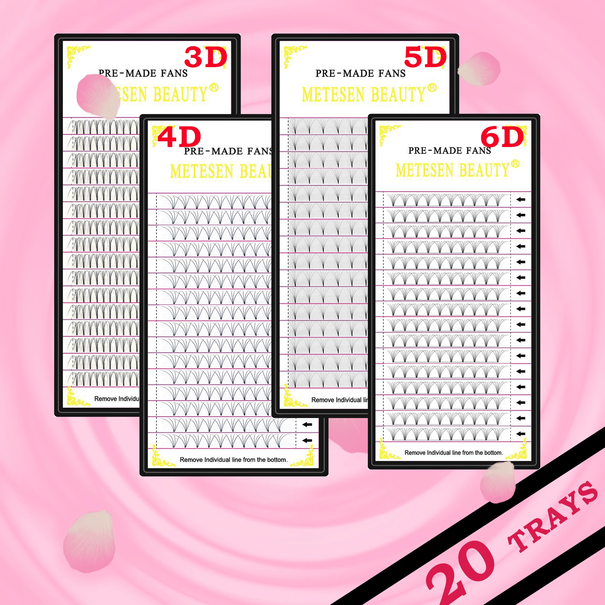 

METESEN BEAUTY 20trays Mink Lash Extensions Makeup Fake Eyelashes Premade Volume Fans Short Eyelashes Extension Lashes Supplies