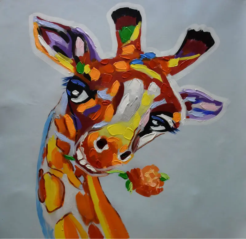 Pintura al óleo de la jirafa de la historieta abstracta pintada a mano