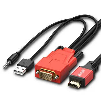 

VGA macho para HDMI macho com poder Conversor AV 1080 P 3D HDTV Cabo de Video VGA HDMI Para PC TV Projetor 5 m 10 m 20 m