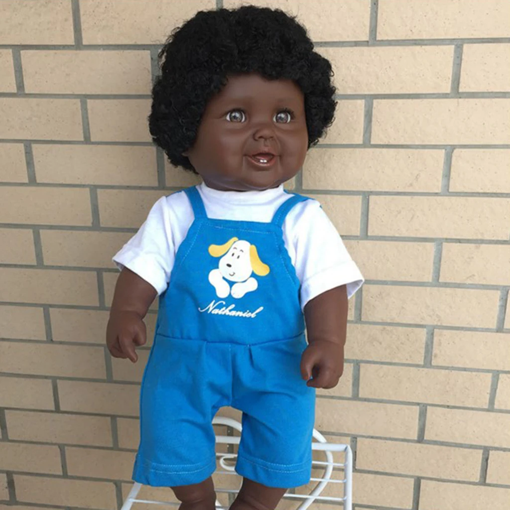 black baby doll with curly hair