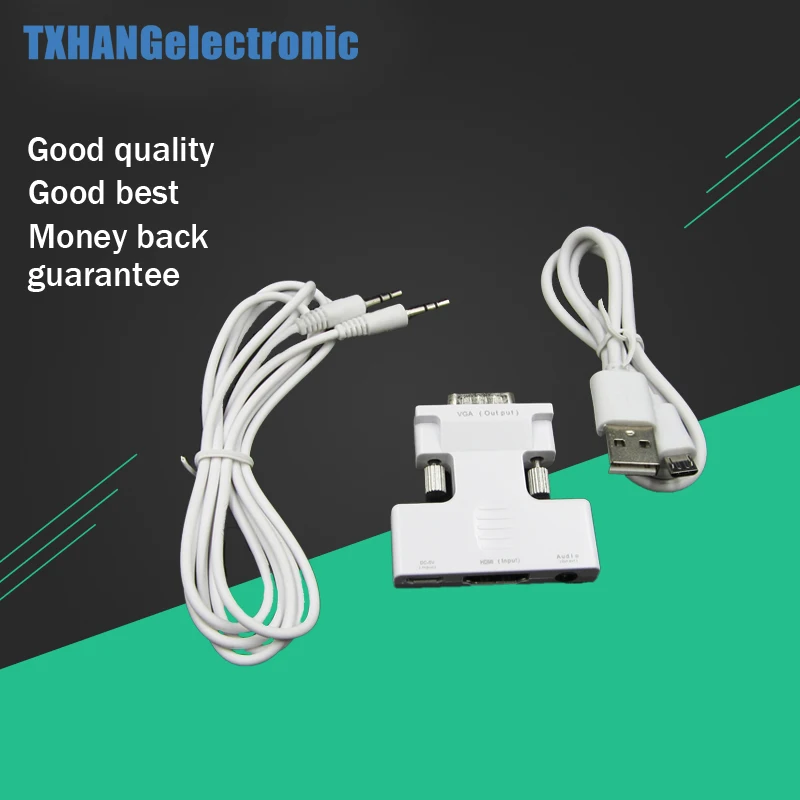 

1080P HDMI to VGA Converter with Audio Adapter Female to Male Signal HDMI-VGA Audio Transmission Adapter for HDTV Projector