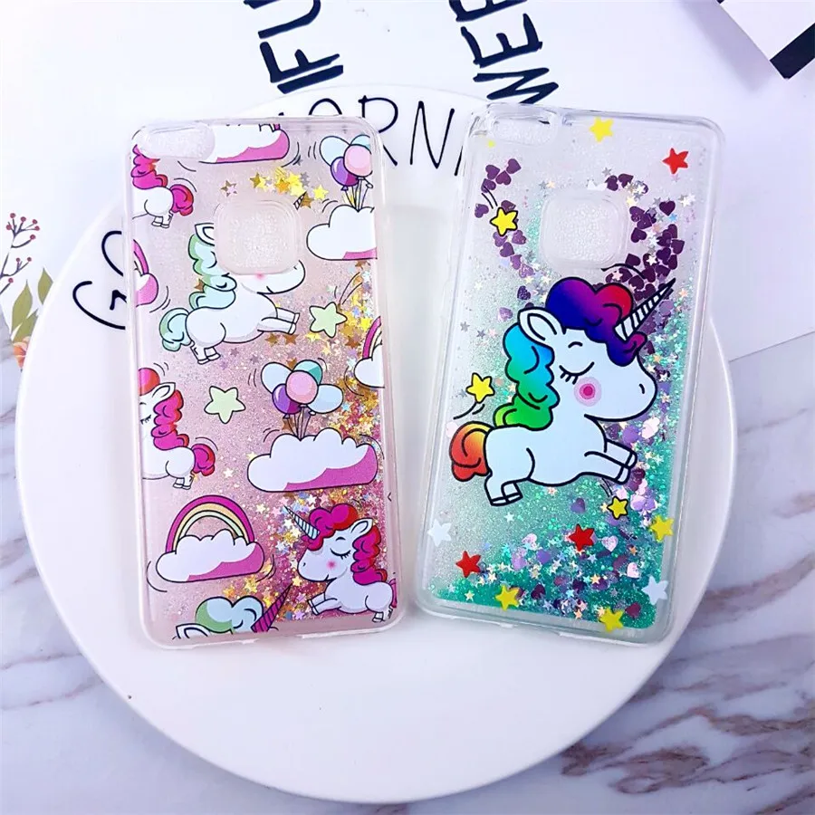 coque huawei p10 lite licorne liquide paliette