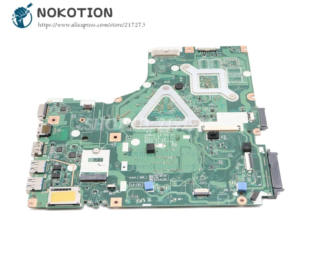 NOKOTION для acer aspire E5-474 E5-474G Материнская плата ноутбука I5-6200U Процессор 920 M NBG4E11002 A4WAS LA-C611P