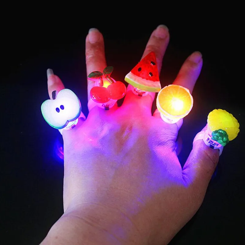 

Flashing LED Ring Fruits Light Up Ring Colorful Party Lamp Toys Glow Ring Wedding Decoration Christmas Halloween Navidad
