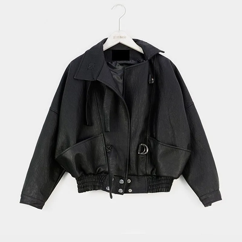

Korean Style Women Casual Female Jackets Turn-down Collar Long Sleeve Loose Button Up Lady Black Beige Red S M L Autumn Fashion