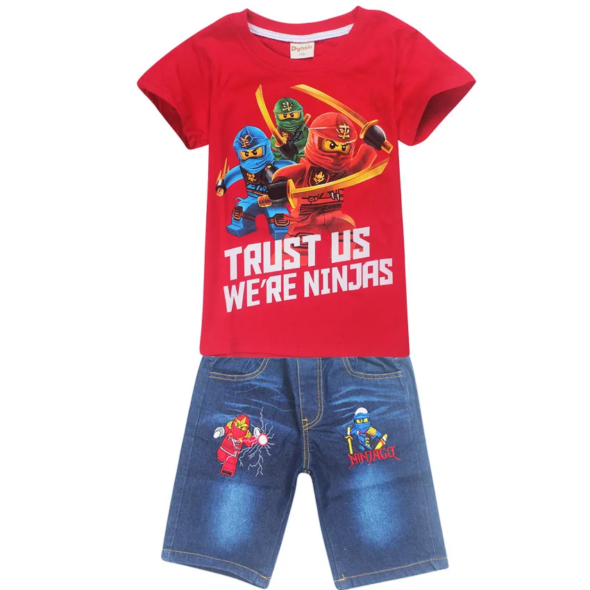 

Summer Children Baby Boys Cartoon Clothes Sets Kids Character Short Sleeve Shirt Ninjago Printed Clothing Sets Child Sport Suits