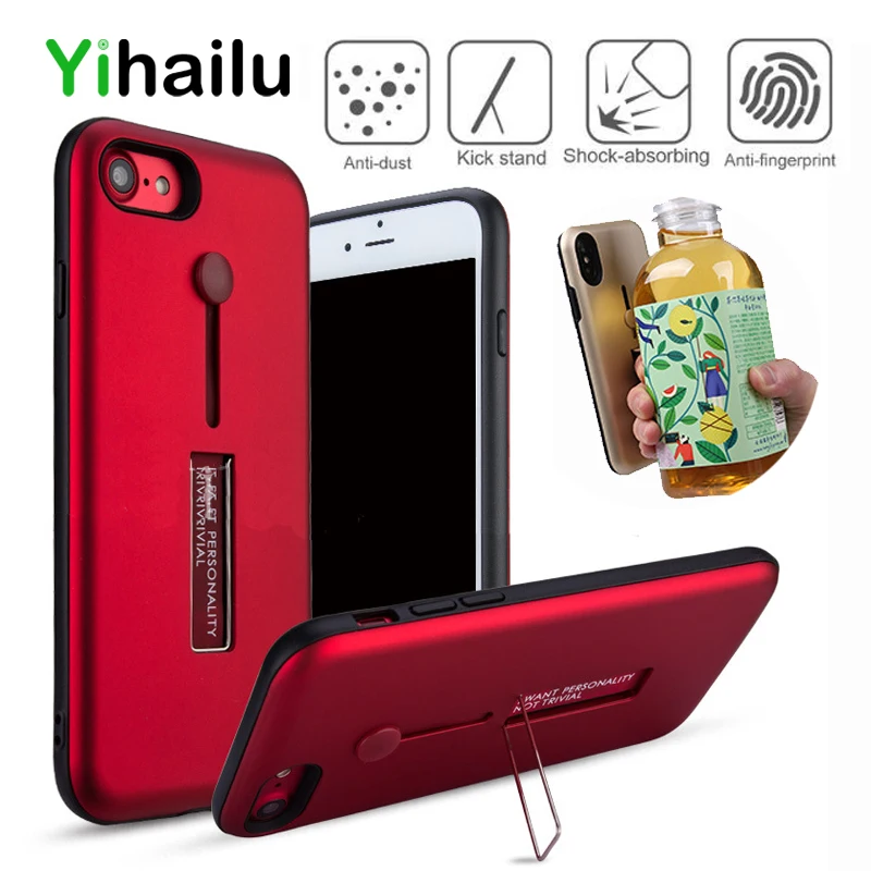 

Phone Cases for iPhone 7 PC+TPU 2in1 Cover Case with Kickstand Finger Ring Shell for iPhone 6 6s 7 8 Plus SE 5s Caso Anti-knock