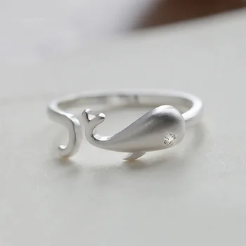 

2017 New Arrivals Pure 925 Sterling Silver Whale Rings for Women Adjustable Size Ring Fashion sterling-silver-jewelry