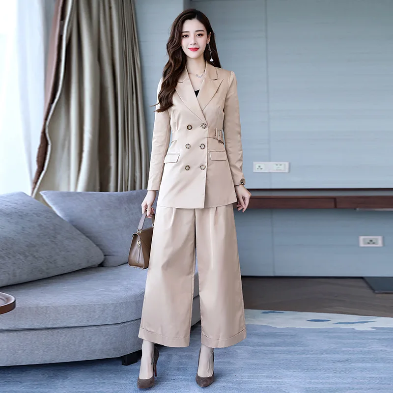 2019women's костюм женский длинный двубортный костюм из двух предметов(куртка+ брюки) женское модное качественное деловое офисное платье