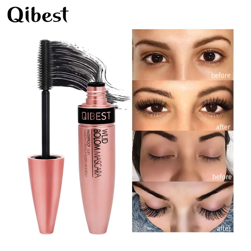 

QIBEST 4D Eyelash Mascara Eyelash Makeup Lasting Waterproof Silk Fiber Lash Extension Lash Mascara Cosmetics TSLM2