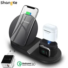 Wireless Charger Stand for iPhone AirPods Apple Watch, Charge Dock Station Charger for Apple Watch Series 4/3/2/1 iPhone X 8 XS