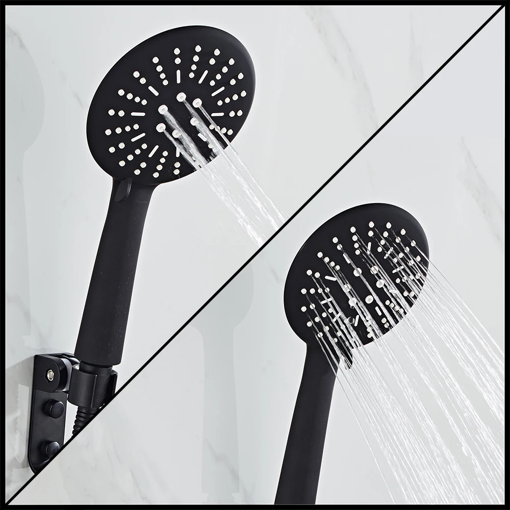 Günstig Schwarz Messing Bad Dusche Wasserhahn Bad Wasserhahn Mischbatterie Mit Hand Dusche Kopf Set Wand Montiert Schwarz Dusche Set Bad KD2030