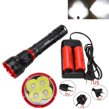 

15000LM 4x XM-L2 LED Rechargeable Underwater 100M Scuba Diving Flashlight Lantern With 26650 Battery +Charger