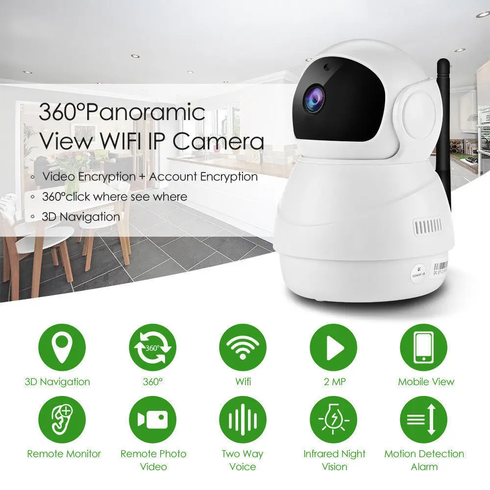 

Wireless 360 Degree Panoramic 1080P Security WIFI Network CCTV IP Camera Night Vision