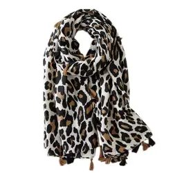 Бренд 2019 новый дизайн с леопардовым принтом в горошек Кистозный вискоза шаль шарф печати высокое качество шейный платок осень-зима