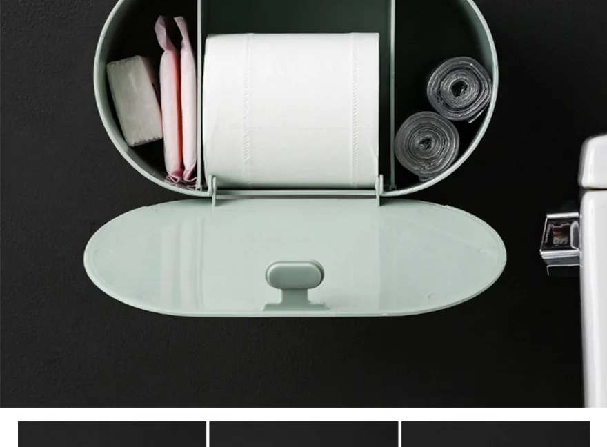 Bathroom Tissue Box Toilet Paper Shelf Punch-Free Waterproof Roll Paper Tube Creative Tray Bathroom Tissue Paper Roll Holder D30