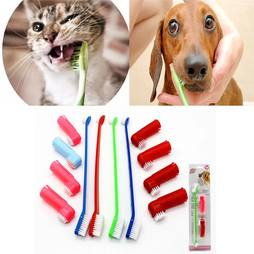 Zero 1 компл. Pet Cat собака зуб палец кисточки зубные средства ухода за мотоциклом ДЛЯ зубная щетка для животных зубная щётка es B7817