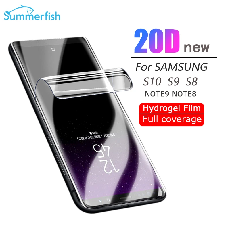 

20D Screen Protector For Samsung Galaxy S10 S9 S8 Plus Note 9 8 S10 5G e + Full Curved Hydrogel Film For Samsung S7 S7 Edge A8
