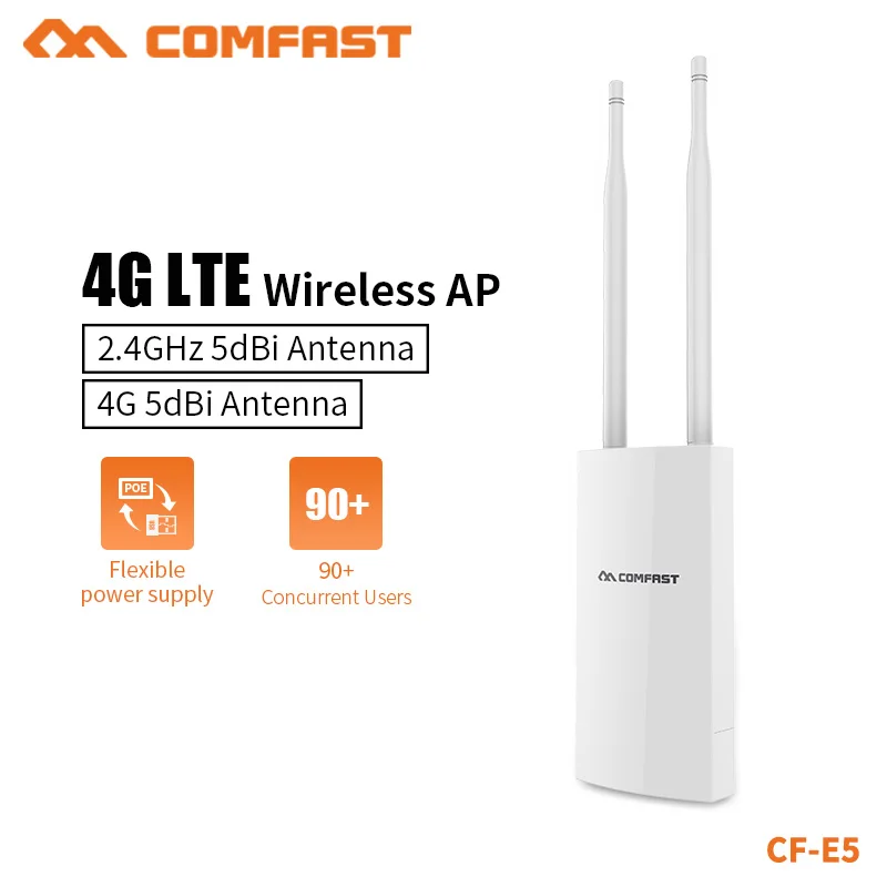 COMAFST High Power Outdoor 2.4G&4G Card Wireless Router WIFI Signal Support DC&POE Power Supply Unlimited AP Network Adapter E5 COMAFST High Power Outdoor 2.4G&4G Card Wireless Router WIFI Signal Support DC&POE Power Supply Unlimited AP Network Adapter E5