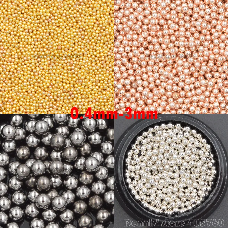 

1 Pot High Quality 0.4-3mm 4 Colors Alloy Metal Round Caviar Beads Ball Nail Art Rhinestone Gem Decoration Manicure DIY Tips CF